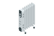 Isometric White oil heater with screen controls