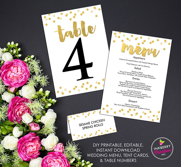Gold Confetti Wedding Suite in Stationery Templates - product preview 1