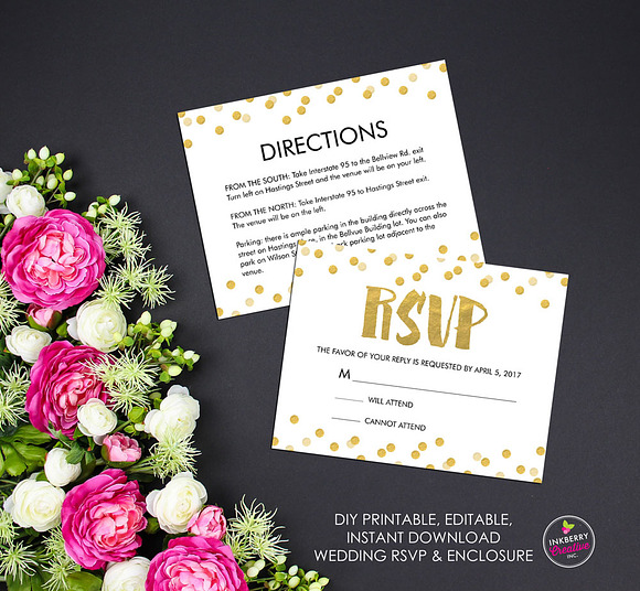 Gold Confetti Wedding Suite in Stationery Templates - product preview 2