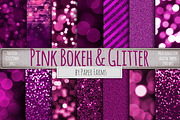 Pink glitter and bokeh digital paper