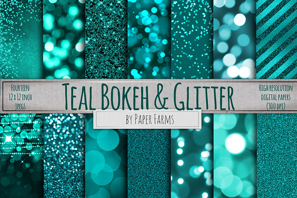 Teal glitter and bokeh