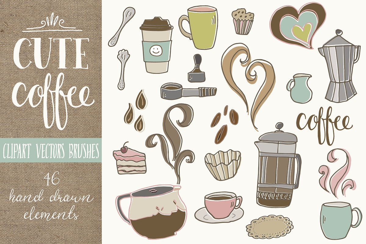 Coffee Clipart Doodles + Vectors! in Graphics - product preview 8
