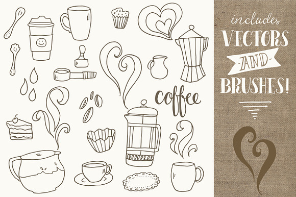 Coffee Clipart Doodles + Vectors! in Graphics - product preview 1