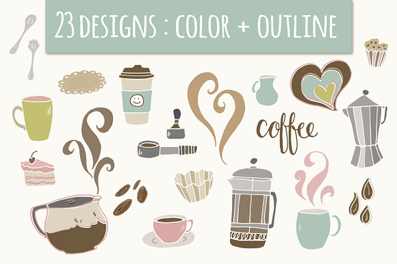Coffee Clipart Doodles + Vectors! in Graphics - product preview 2