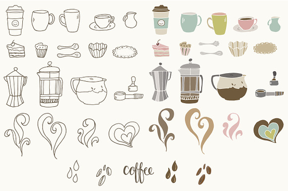 Coffee Clipart Doodles + Vectors! in Graphics - product preview 3
