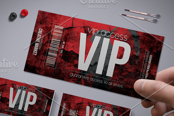 Horror Style Vip Pass Template in Card Templates - product preview 1
