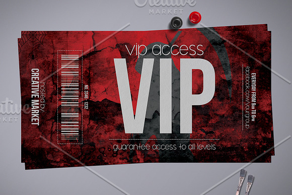 Horror Style Vip Pass Template in Card Templates - product preview 4