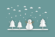 winter landscape with  snowmen