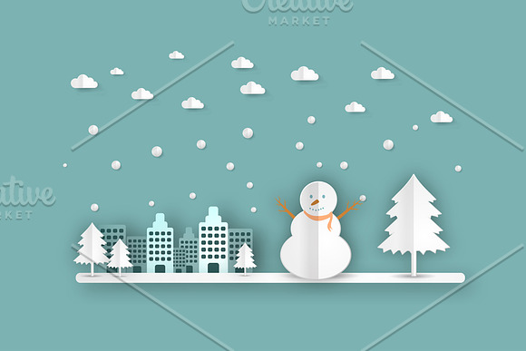 winter landscape with  snowmen in Illustrations - product preview 1