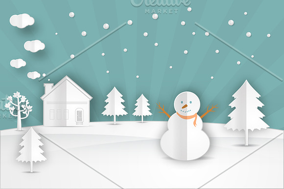 winter landscape with  snowmen in Illustrations - product preview 2
