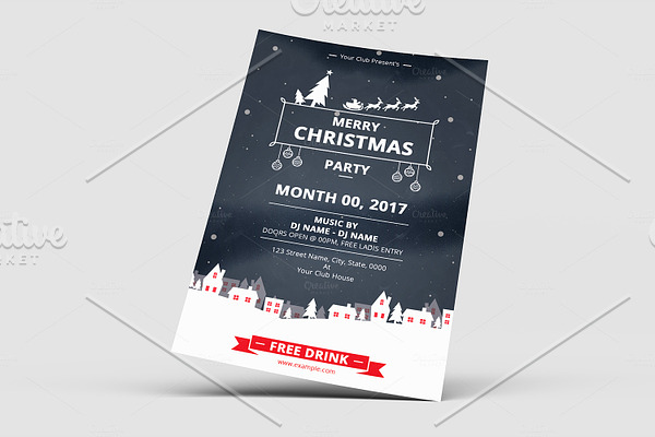 Christmas Party Flyer Template-V645