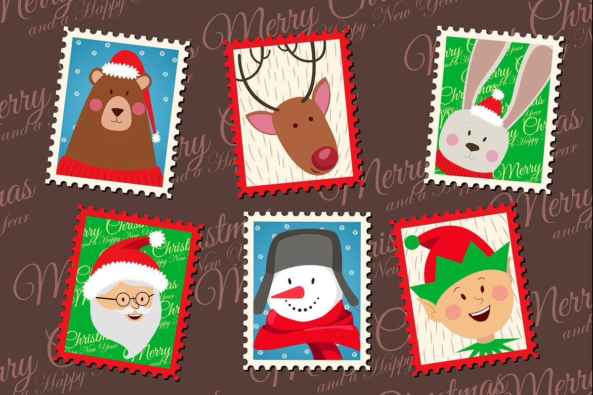  Christmas stamps in Illustrations - product preview 8