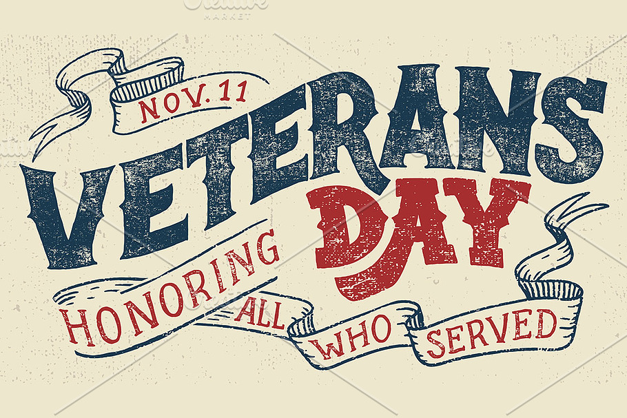 Veterans Day Retro Poster in Illustrations - product preview 8