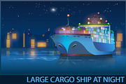 Large Cargo Ship at Night