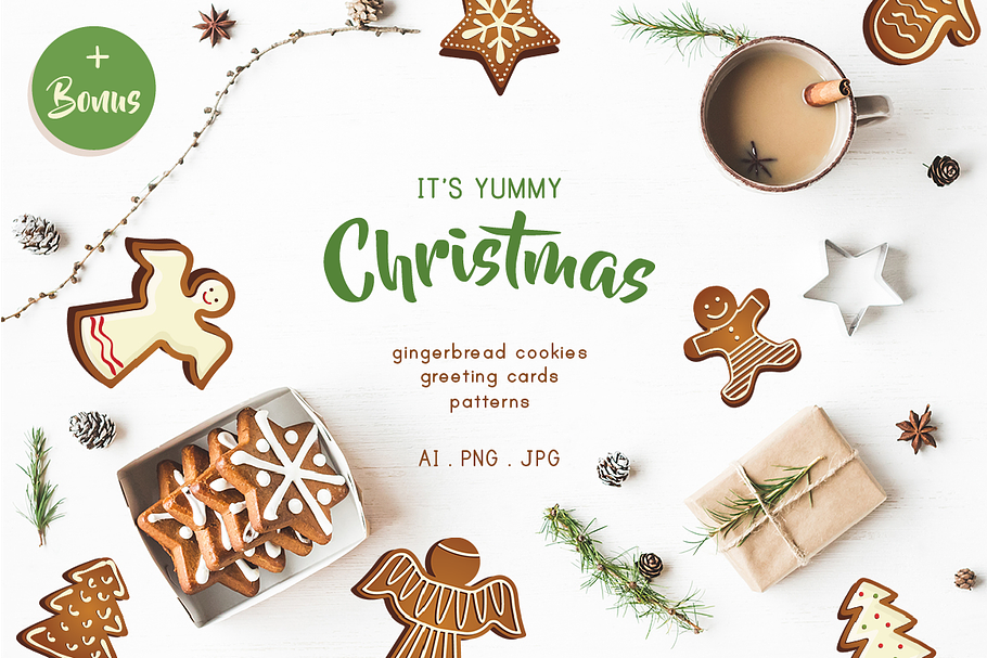 Gingerbread cookies big set in Illustrations - product preview 8
