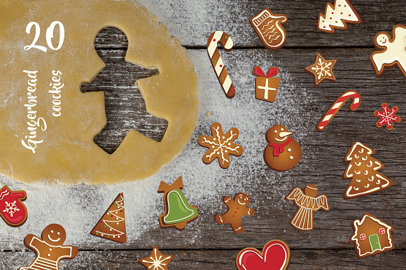 Gingerbread cookies big set in Illustrations - product preview 1