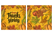 Seamless pattern for Thanksgiving Day. Vintage engraving