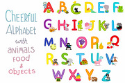 Cheerful alphabet (animals&food)