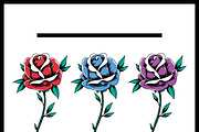 Red Blues Purple Rose Flowers vector