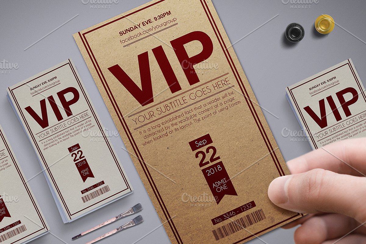 Multipurpose Retro VIP Pass Card in Card Templates - product preview 8