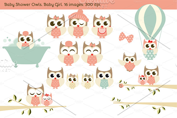 Baby Shower Owls. Baby Girl.