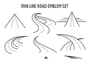 Thin line road and highway icons