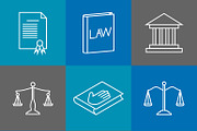 Law and justice thin line icons