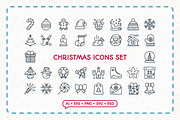 Christmas line icon set