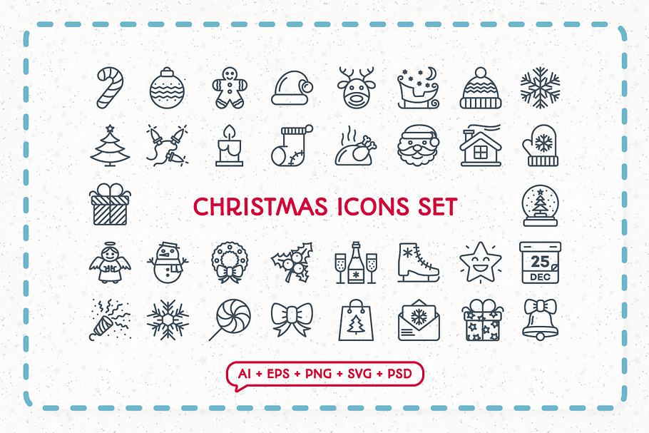 Christmas line icon set in Christmas Icons - product preview 8