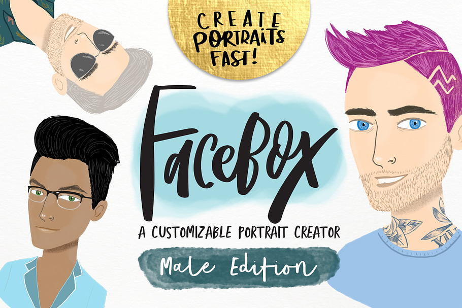 FaceBox Portrait Creator Male in Illustrations - product preview 8