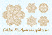 New Year snowflakes set