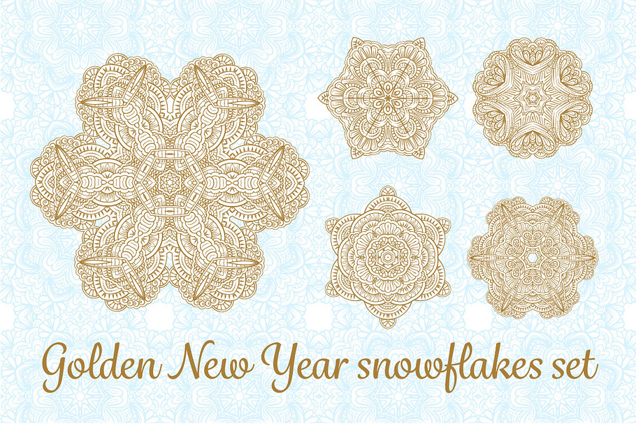 New Year snowflakes set in Illustrations - product preview 8