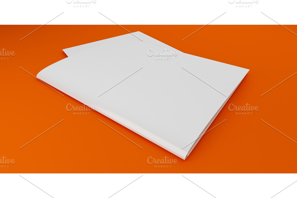 3D Illustration of Brochure Template on color background in Illustrations - product preview 8