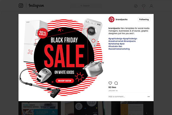 Black Friday Social Media Templates in Instagram Templates - product preview 4