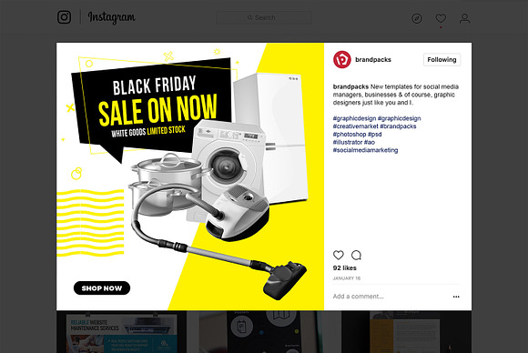 Black Friday Social Media Templates in Instagram Templates - product preview 5