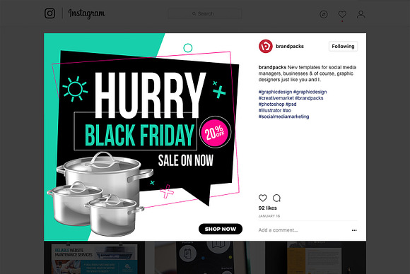 Black Friday Social Media Templates in Instagram Templates - product preview 6
