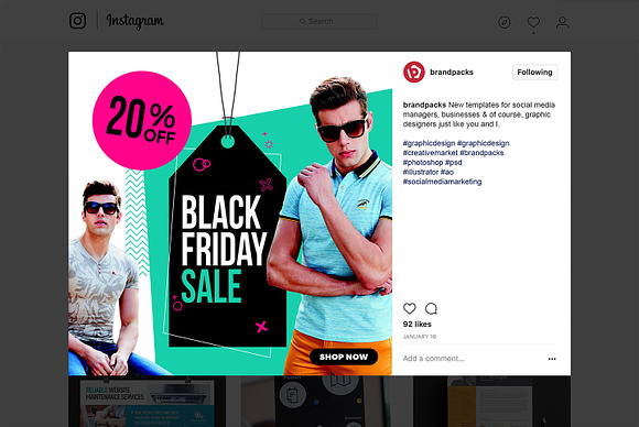 Black Friday Social Media Templates in Instagram Templates - product preview 13