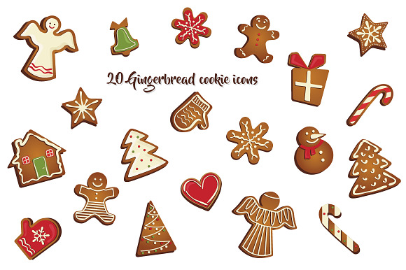 Gingerbread cookies big set in Illustrations - product preview 5