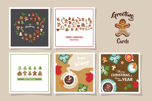 Gingerbread cookies big set in Illustrations - product preview 6