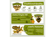 Olive oil and fruit healthy food banner template
