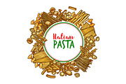 Pasta vector banner of italian spaghetti sketch