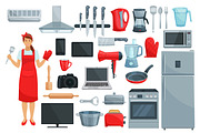Home appliances, kitchenware, kitchen utencils set