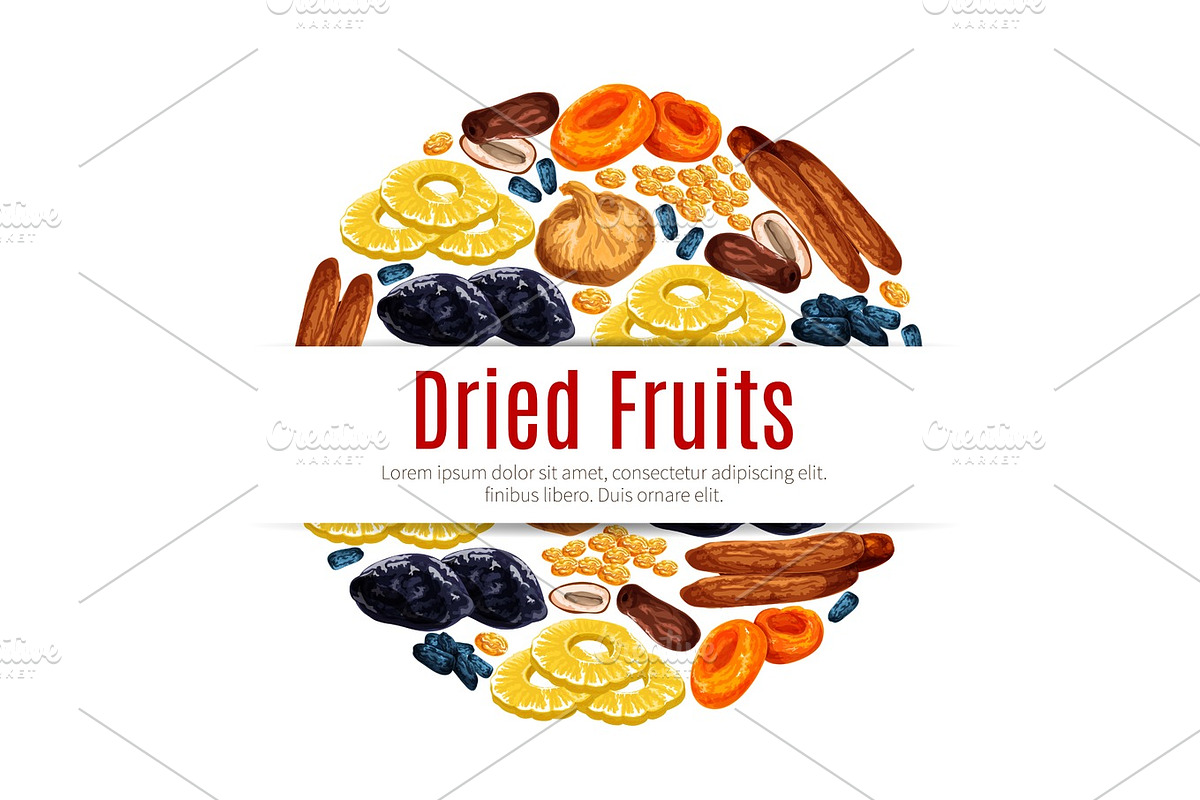 Dried fruit, raisin, apricot label for food design in Illustrations - product preview 8
