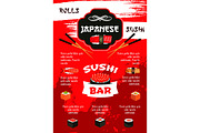 Japanese sushi bar menu poster template design