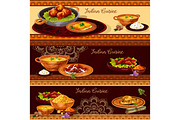 Indian cuisine restaurant banner for thali design