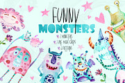 Funny Monsters| watercolor set