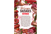 Fresh meat and sausage product sketch banner