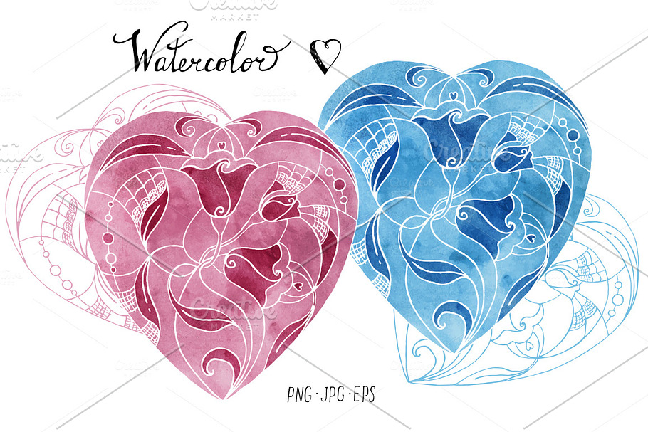 Watercolor heart. Abstraction #2 in Illustrations - product preview 8