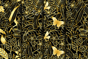 4 Tropical Gold Seamless Patterns