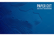 Paper cut banner concept. Paper carve blue gradient for card poster brochure flyer design in blue colors. 3d abstract background